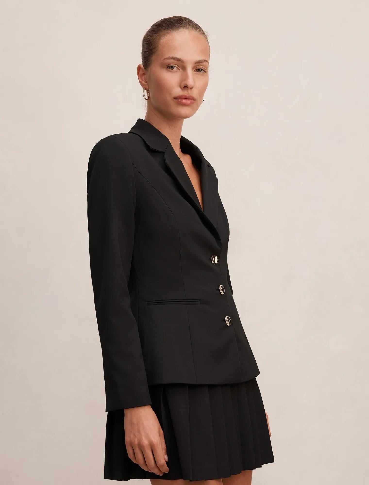 Lenora 2-in-1 Blazer Mini Dress Black