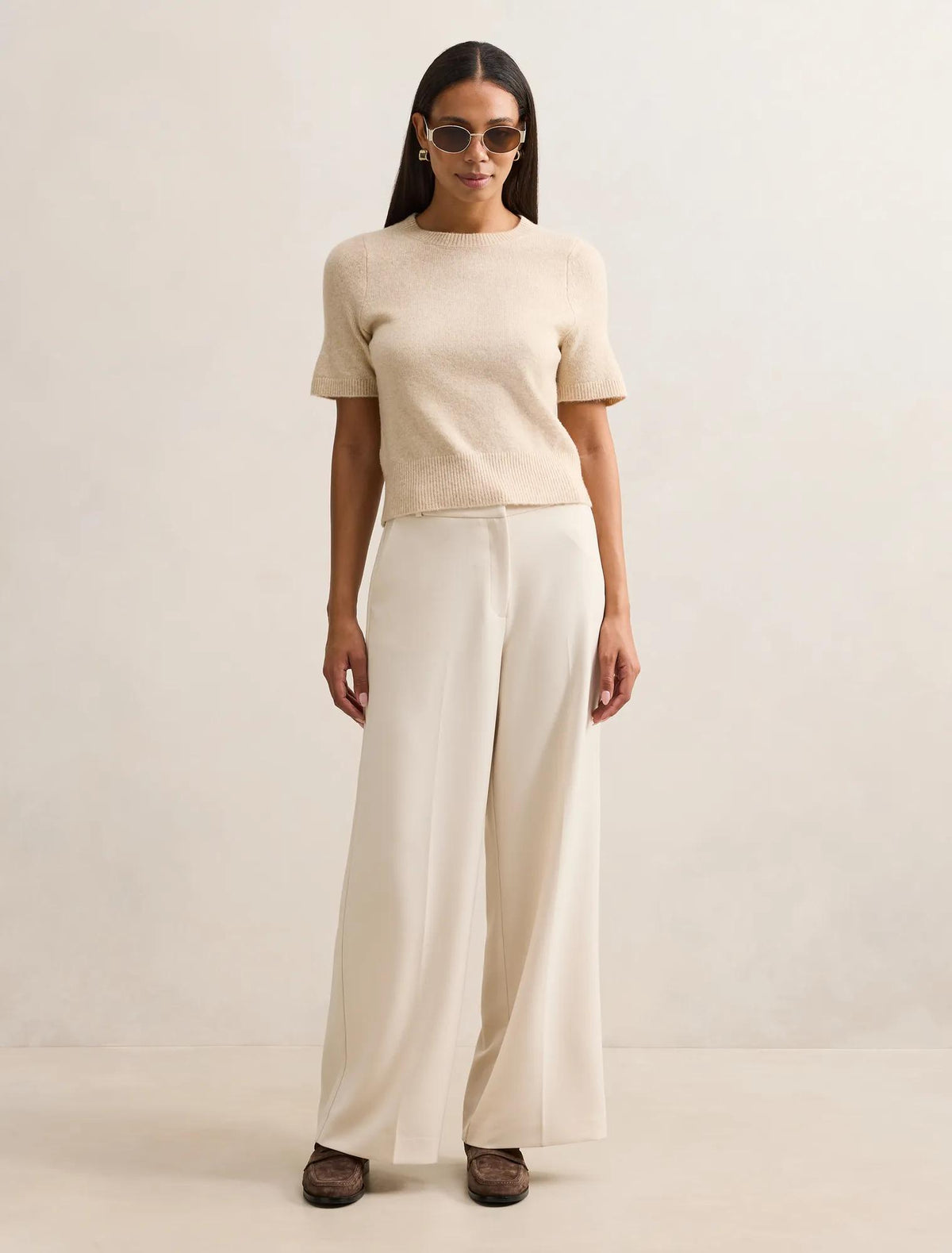 Estelle Short Sleeve Knit Tee Neutral Oat