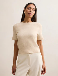 Estelle Short Sleeve Knit Tee Neutral Oat