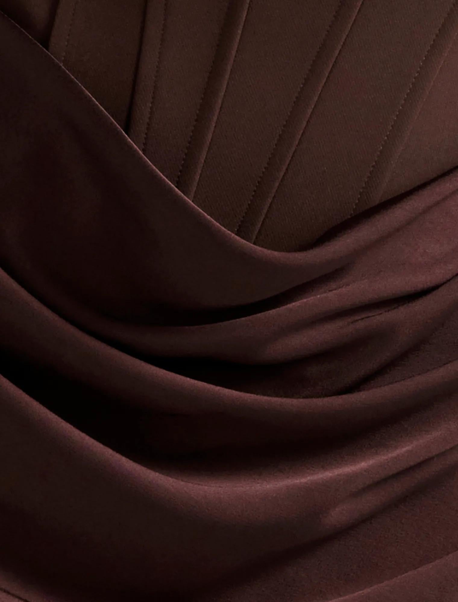 Isra Drape Strapless Maxi Dress Dark Chocolate