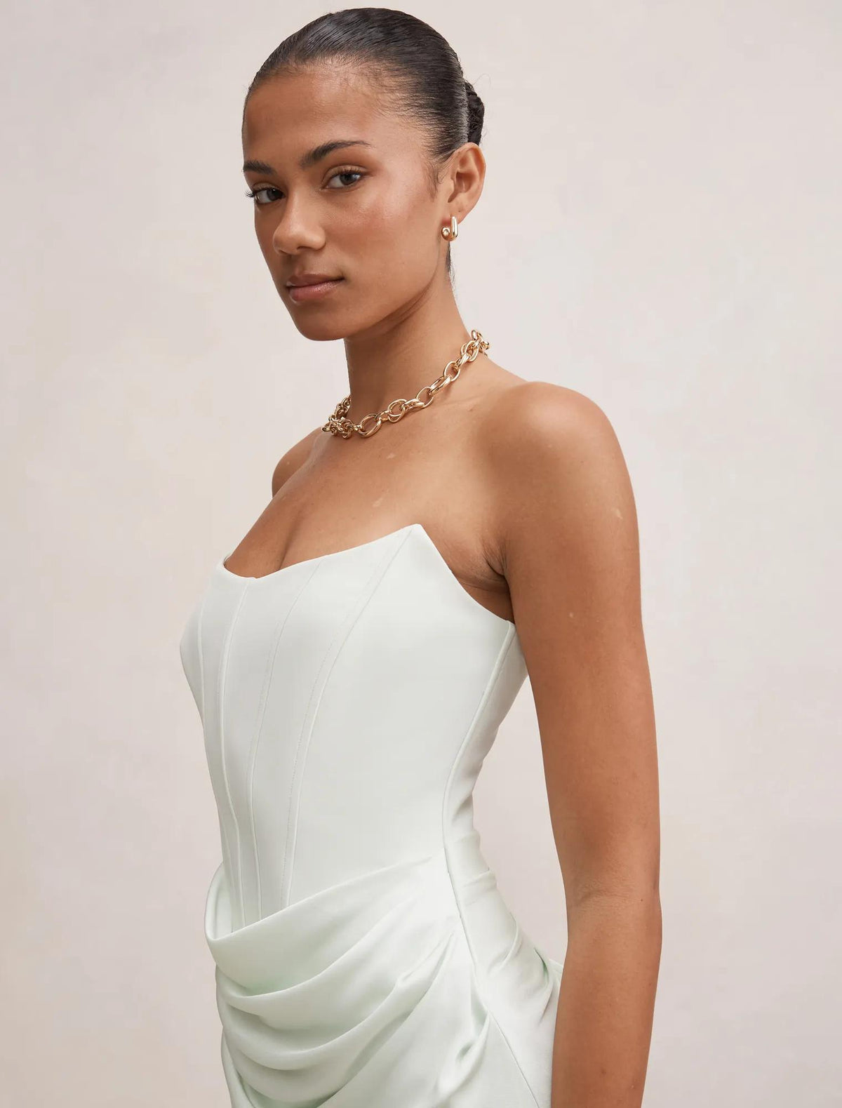 Isra Drape Strapless Maxi Spearmint