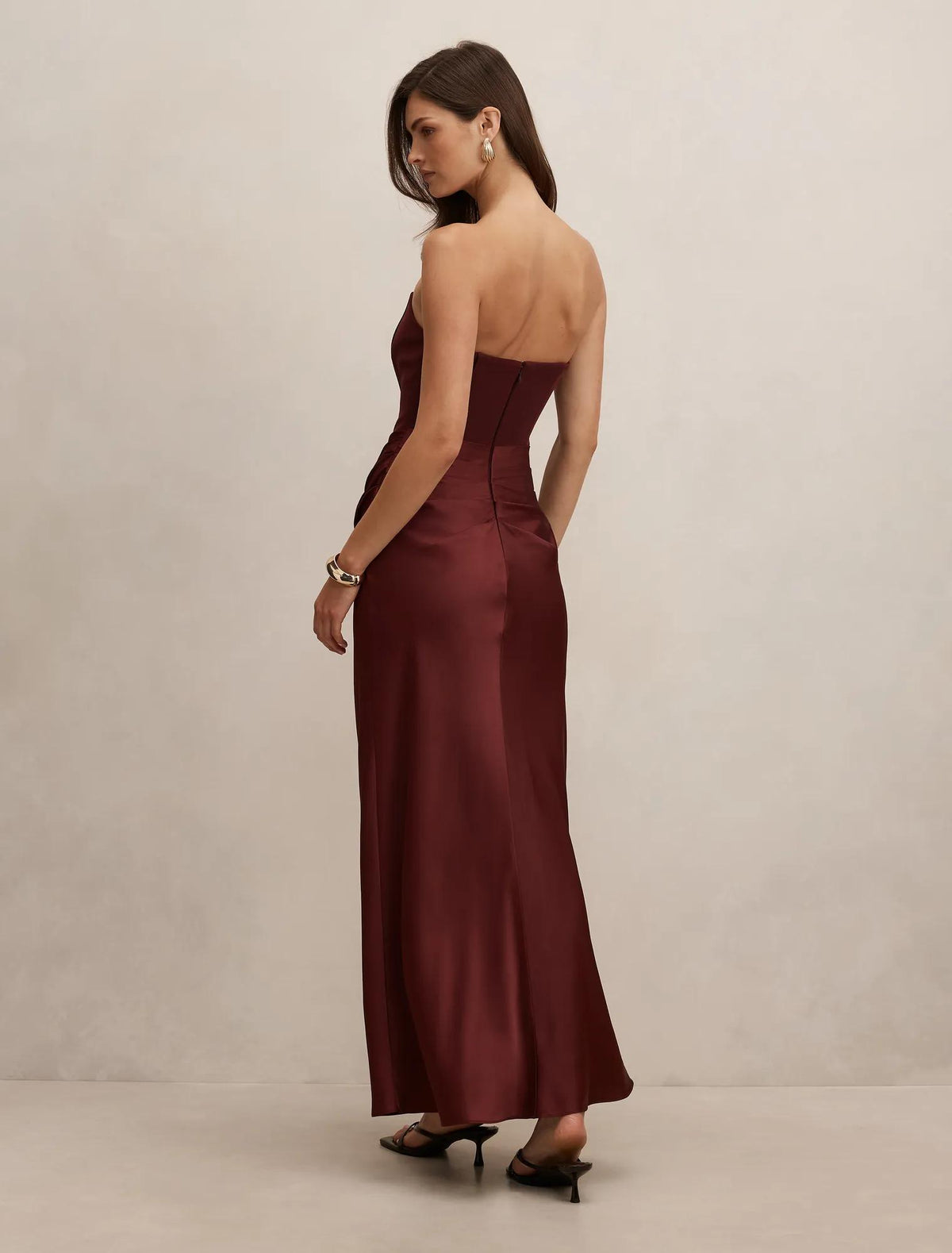 Isra Drape Strapless Maxi Vintage Merlot
