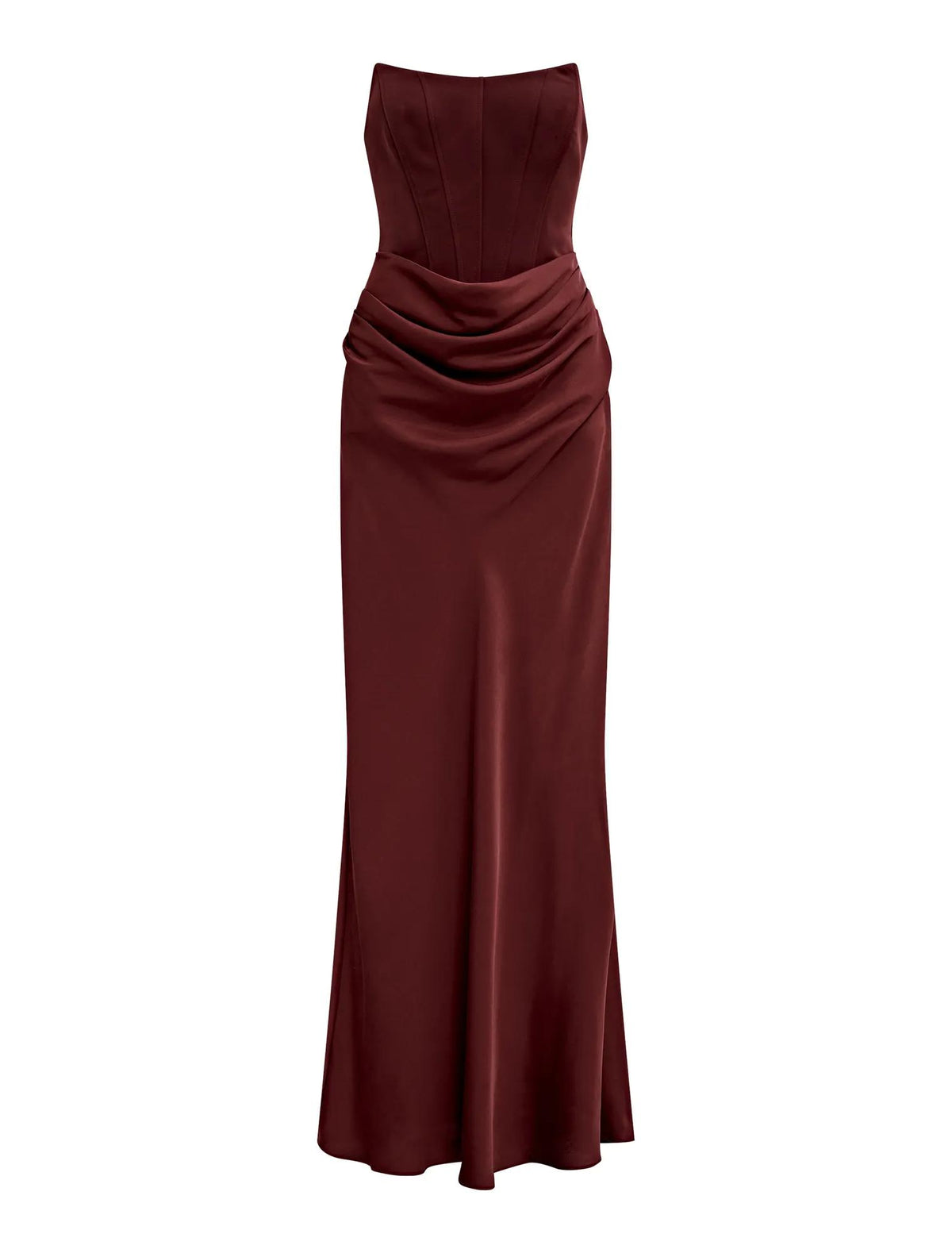 Isra Drape Strapless Maxi Vintage Merlot_mannequin