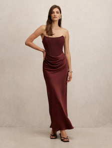Isra Drape Strapless Maxi Vintage Merlot