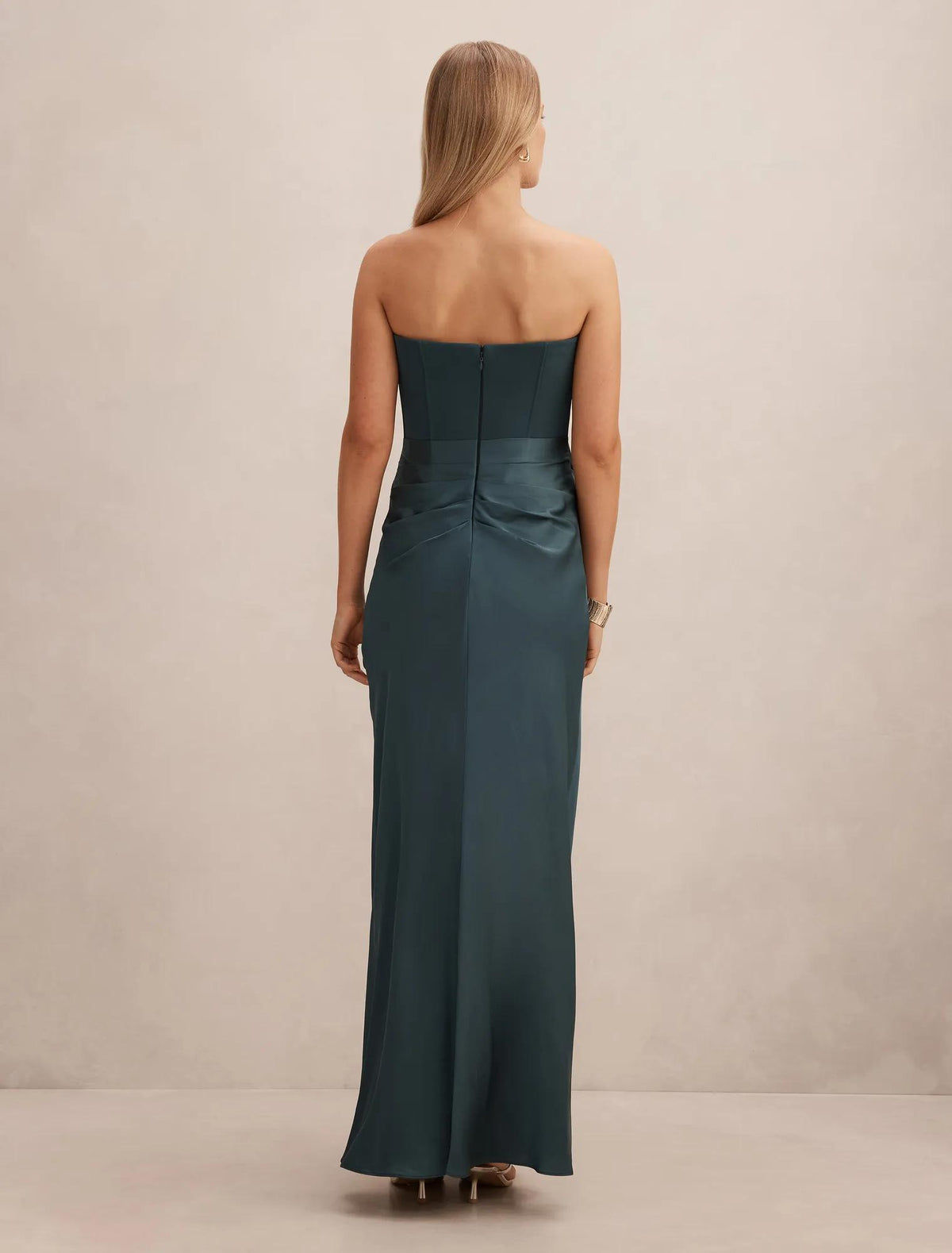 Isra Drape Strapless Maxi Dress Crystal Teal