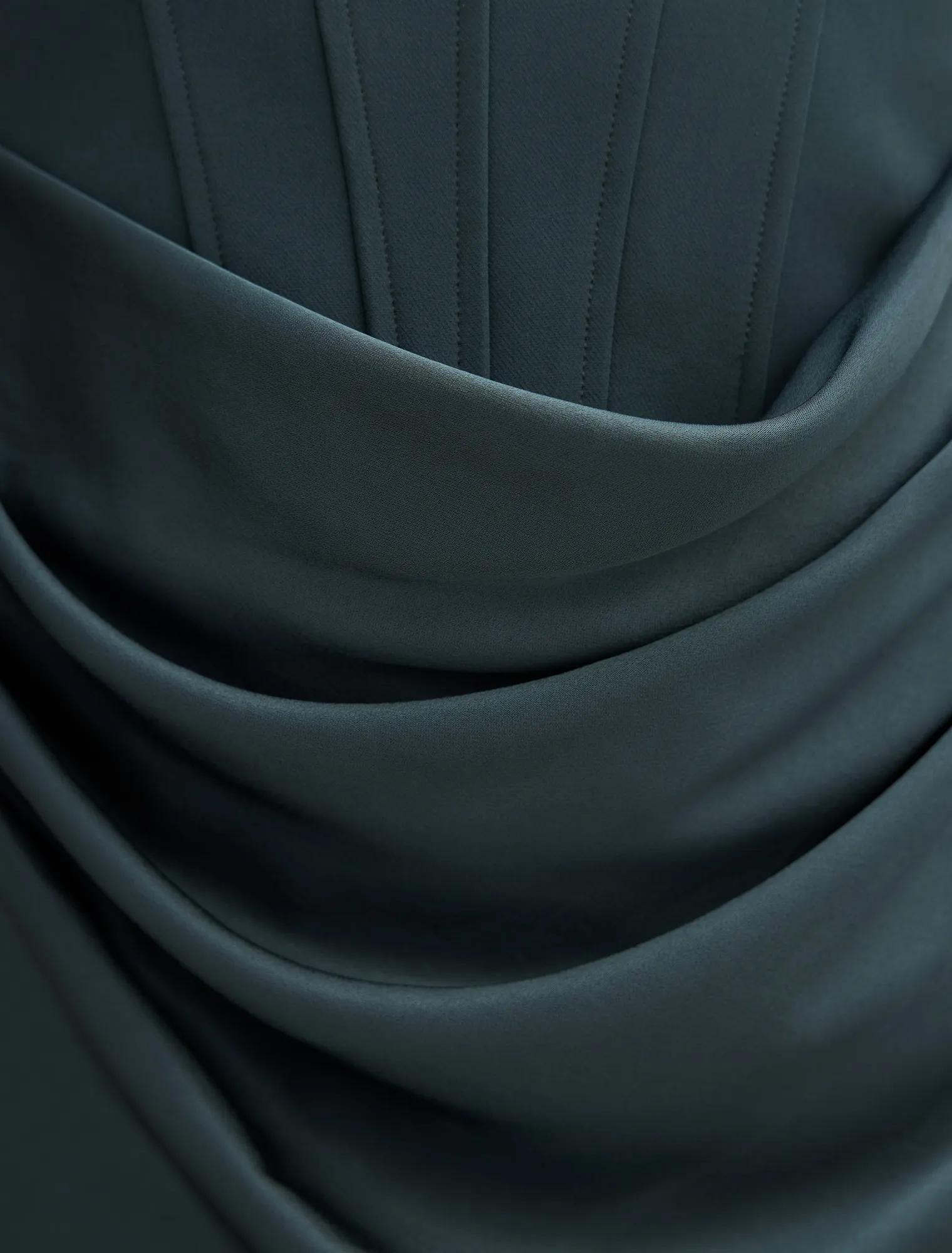 Isra Drape Strapless Maxi Crystal Teal