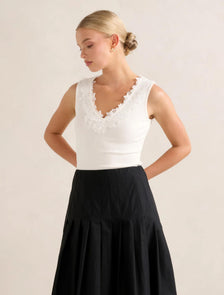 Sylvie Lace Trim Tank Porcelain