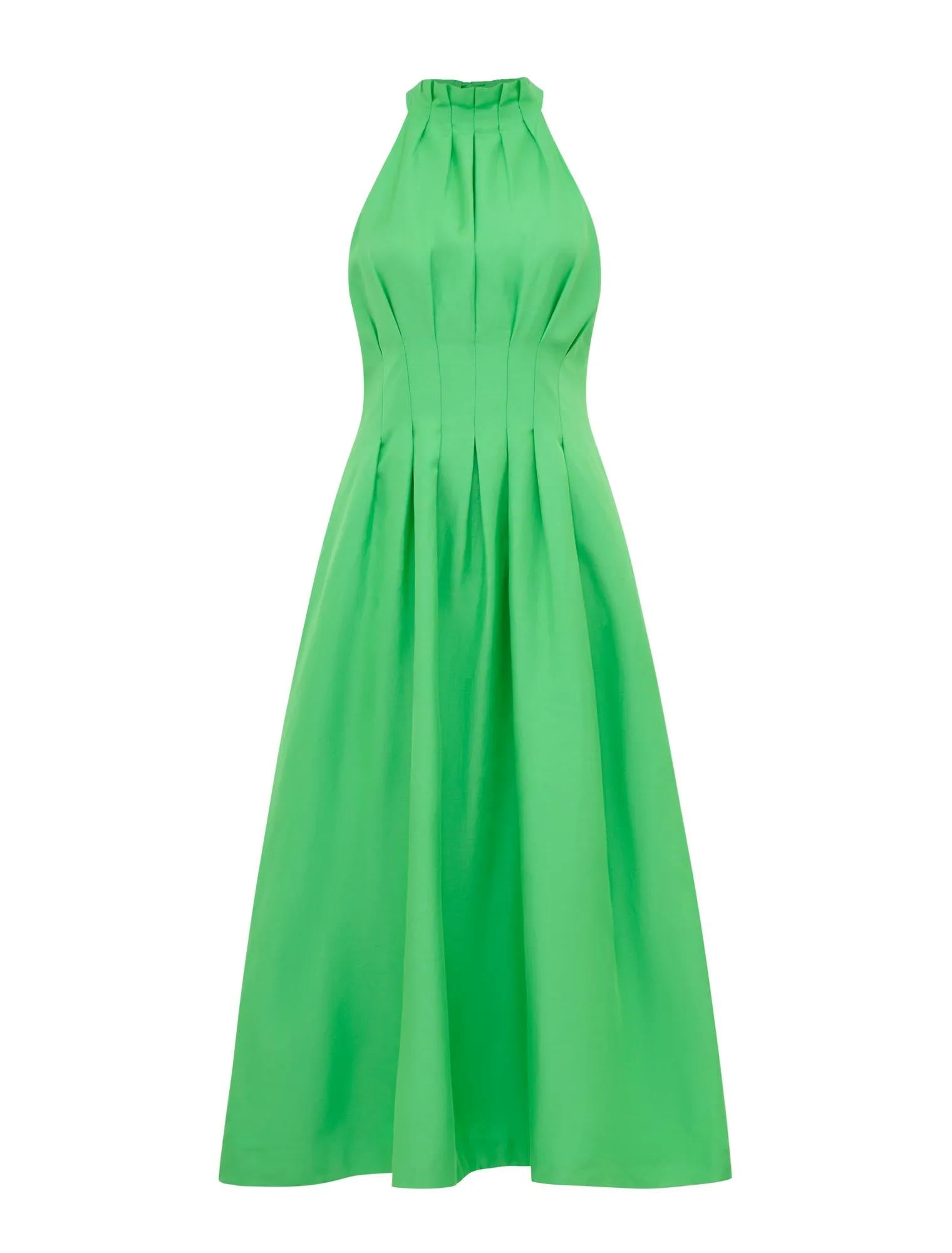 Miller Pleat Halter Midi Shamrock_mannequin