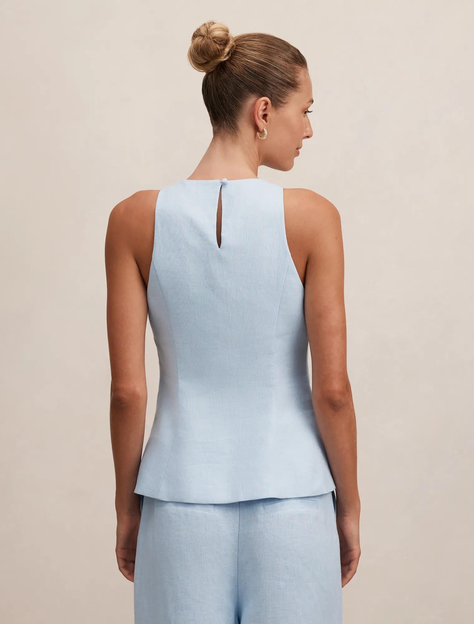 Liliana Linen Top Blue Set