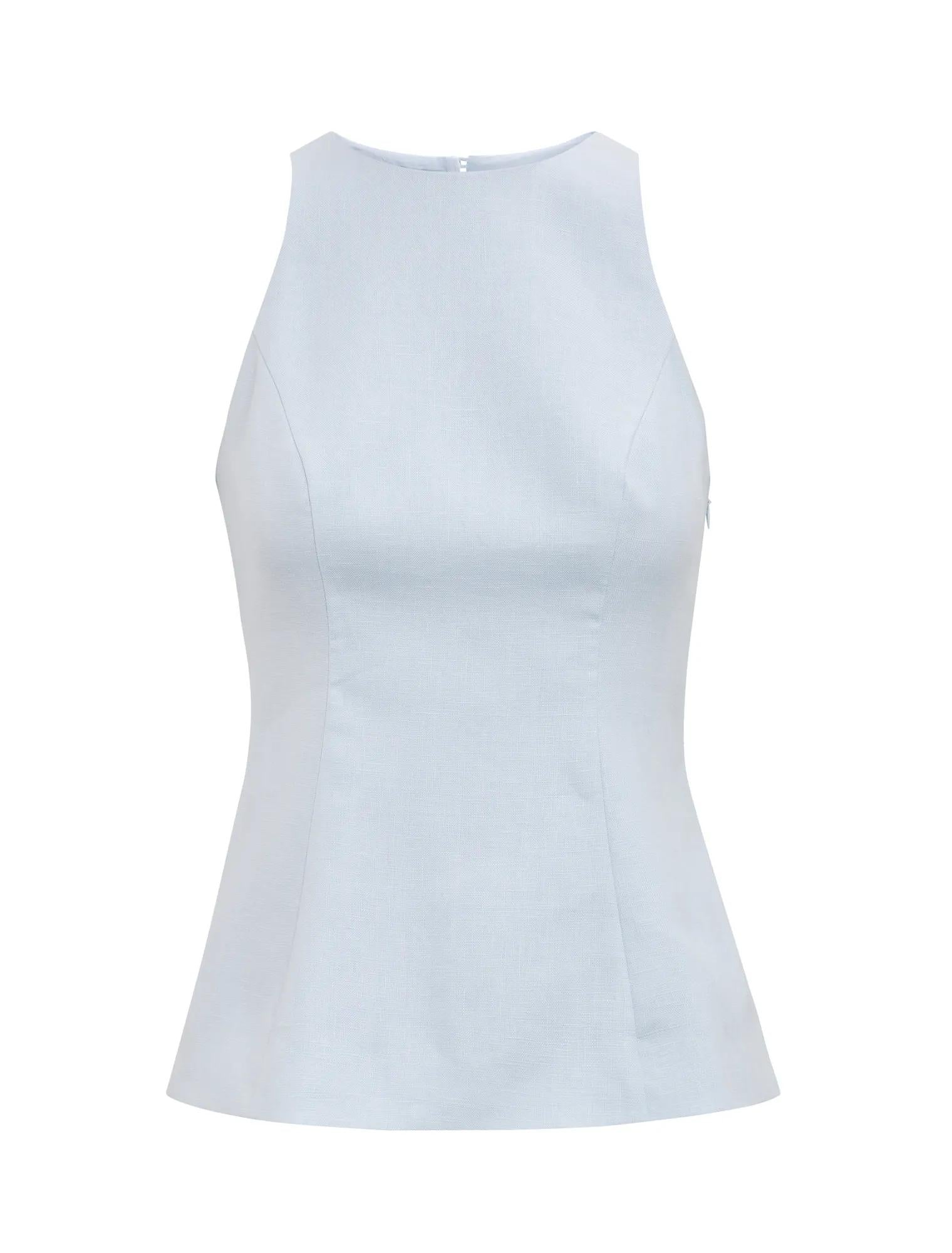 Liliana Linen Top Blue Set_mannequin