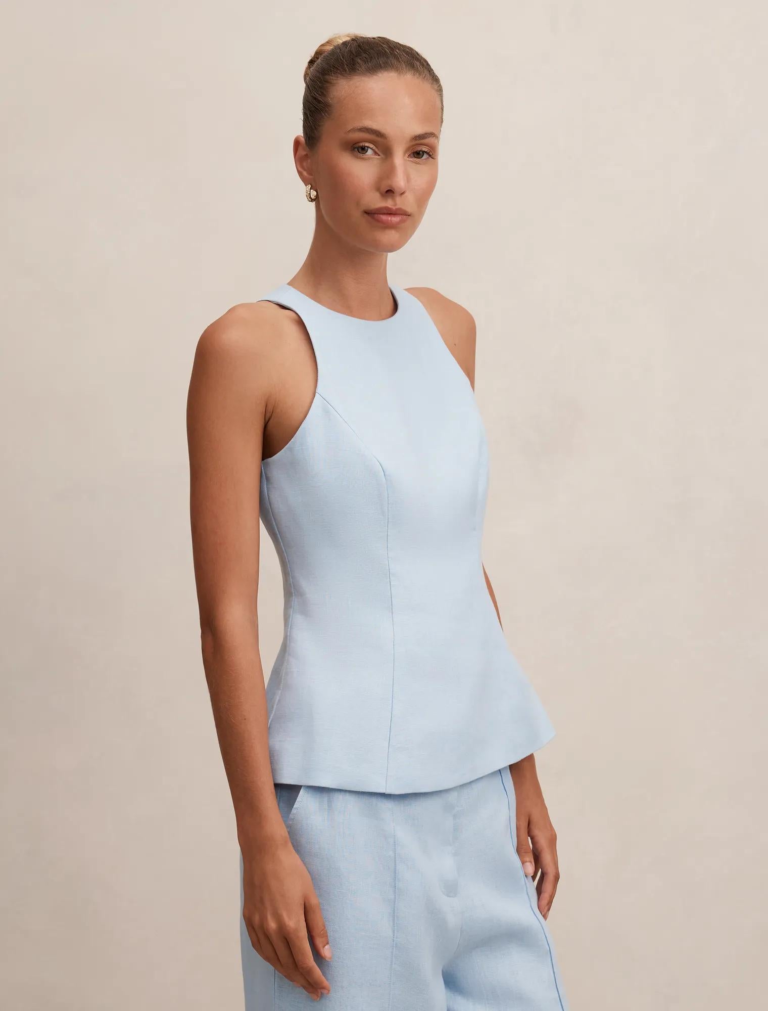 Liliana Linen Top Blue Set