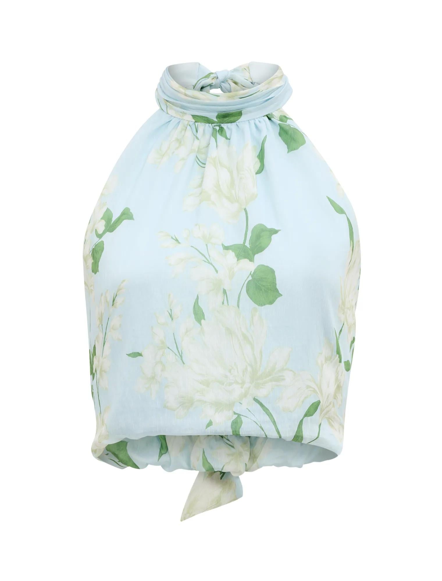 Maisie Halter Tie Up Top Blue Arna Floral Co-ord_mannequin