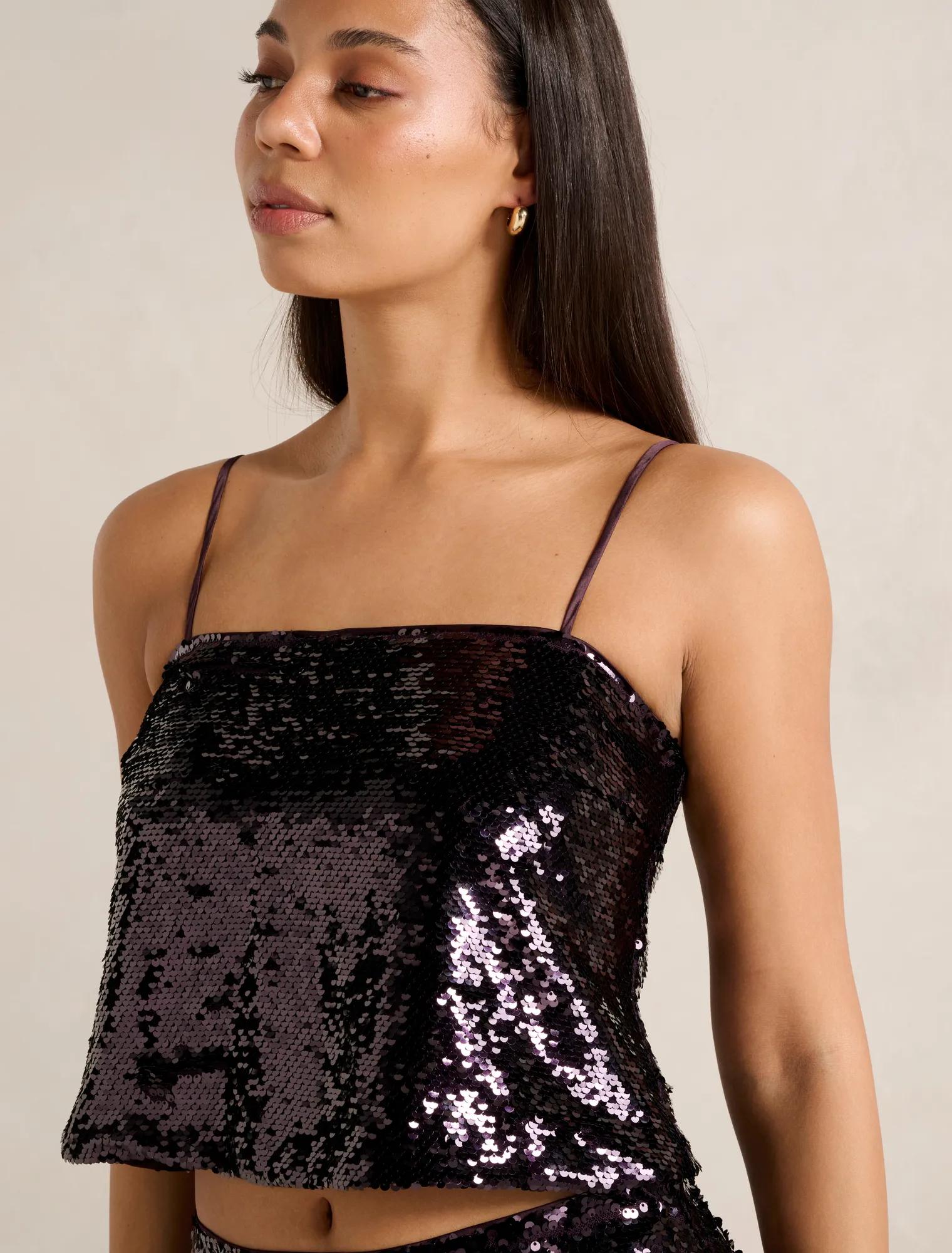 Nora Sequin Top Purple Set