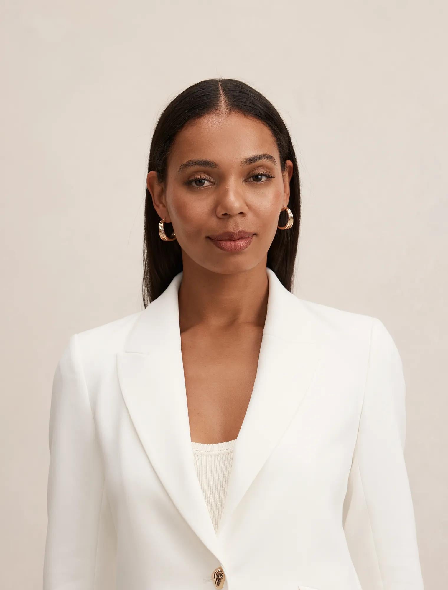 Trixie Gold Button Blazer Porcelain