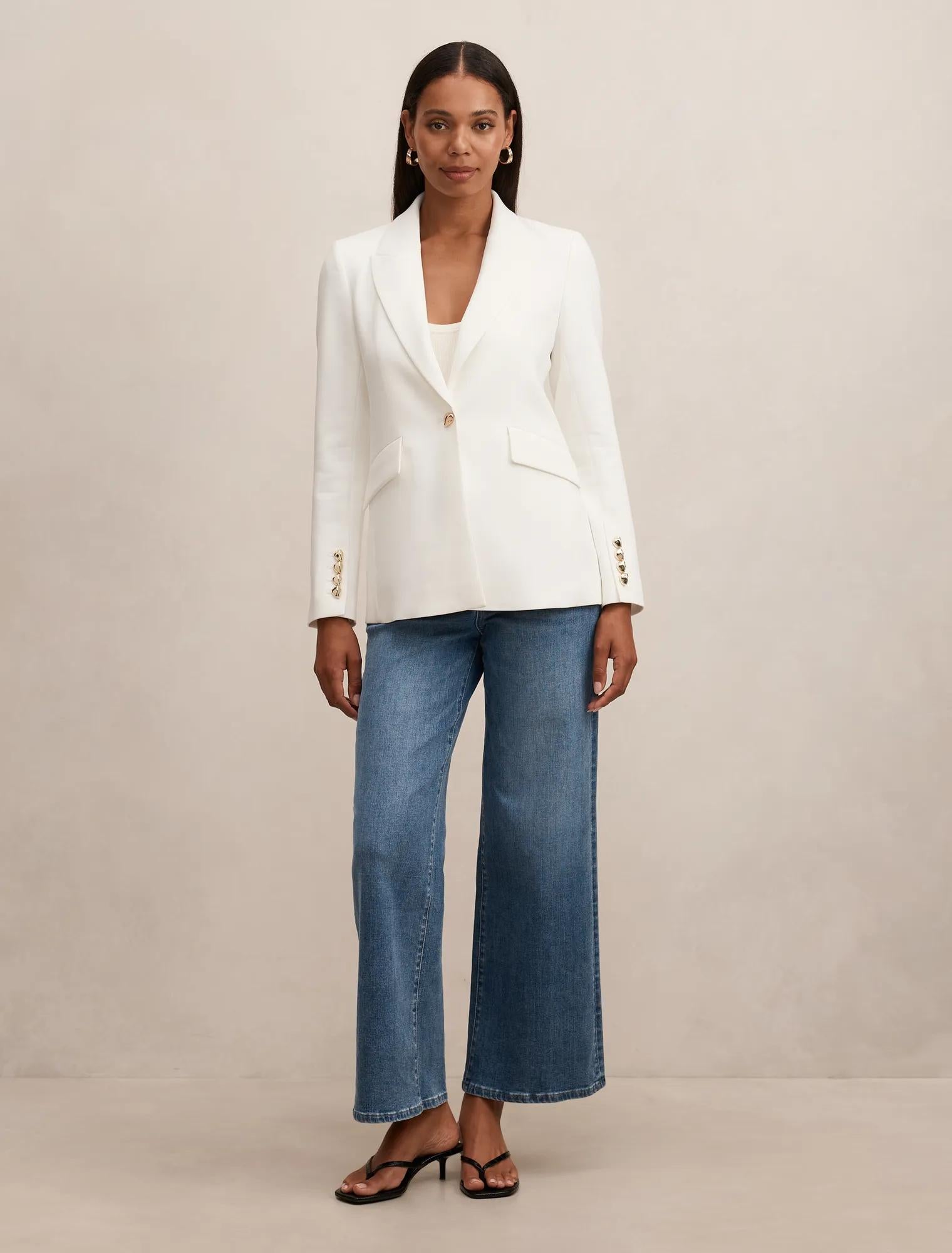 Trixie Gold Button Blazer Porcelain
