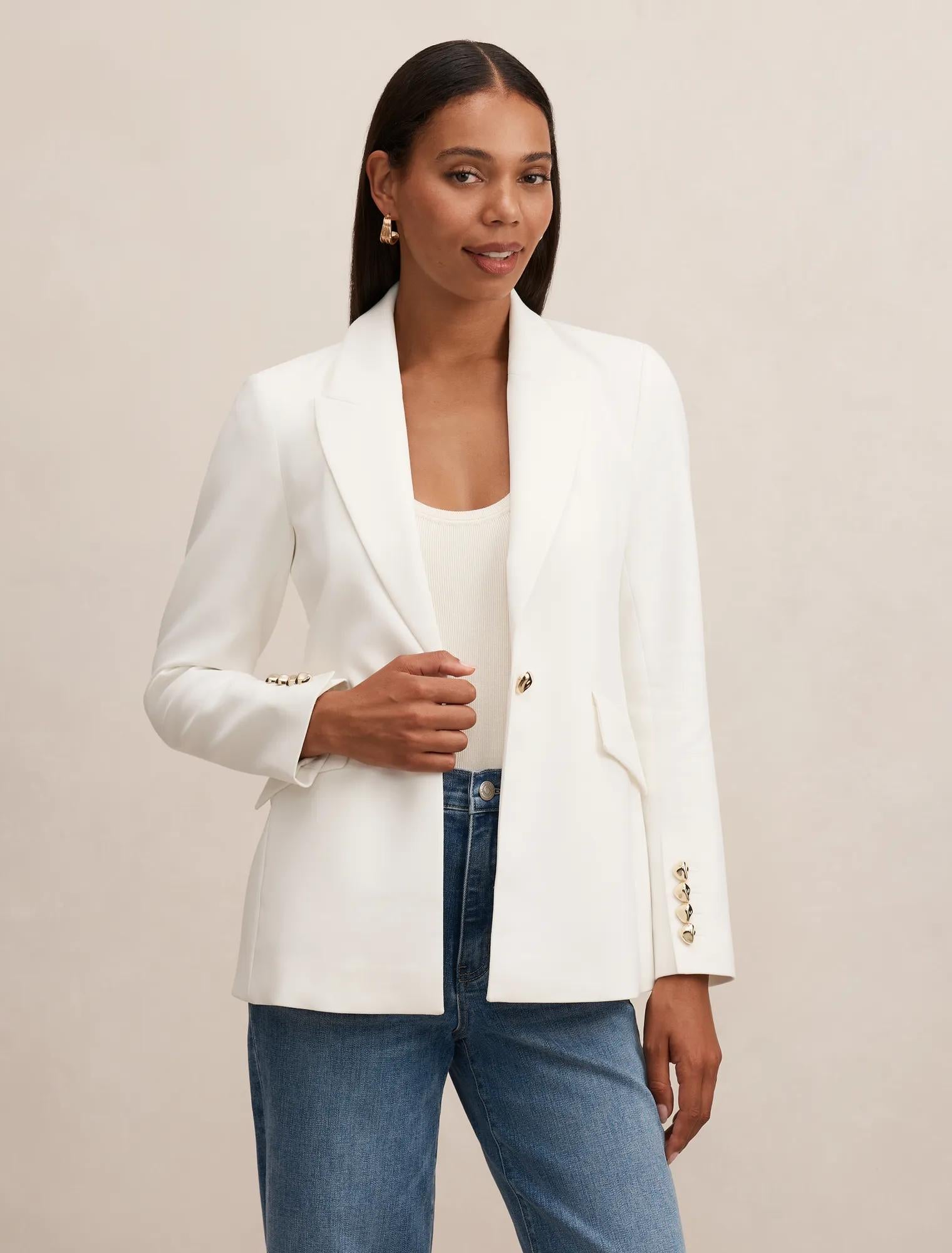 Trixie Gold Button Blazer Porcelain