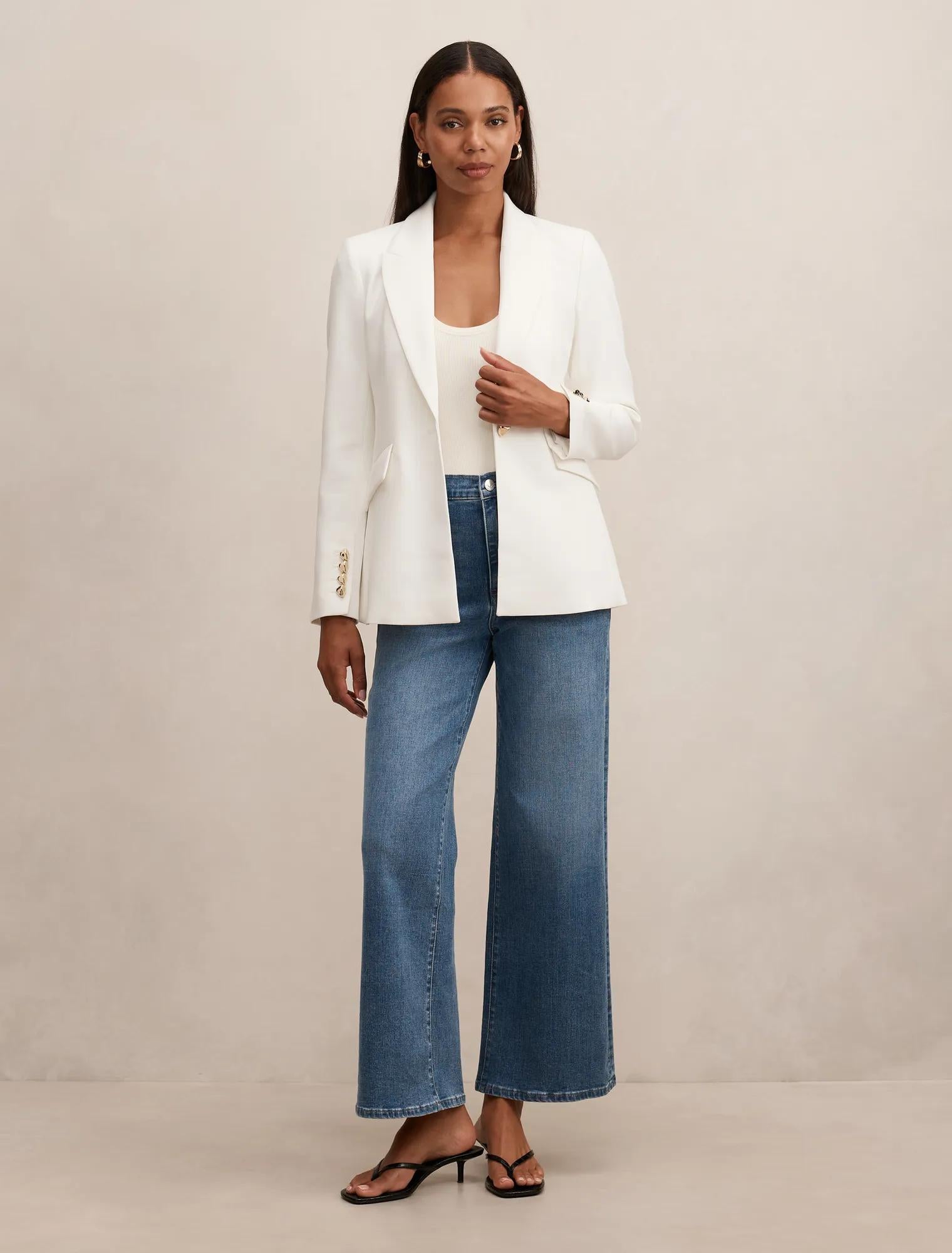 Trixie Gold Button Blazer Porcelain