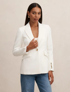 Trixie Gold Button Blazer Porcelain