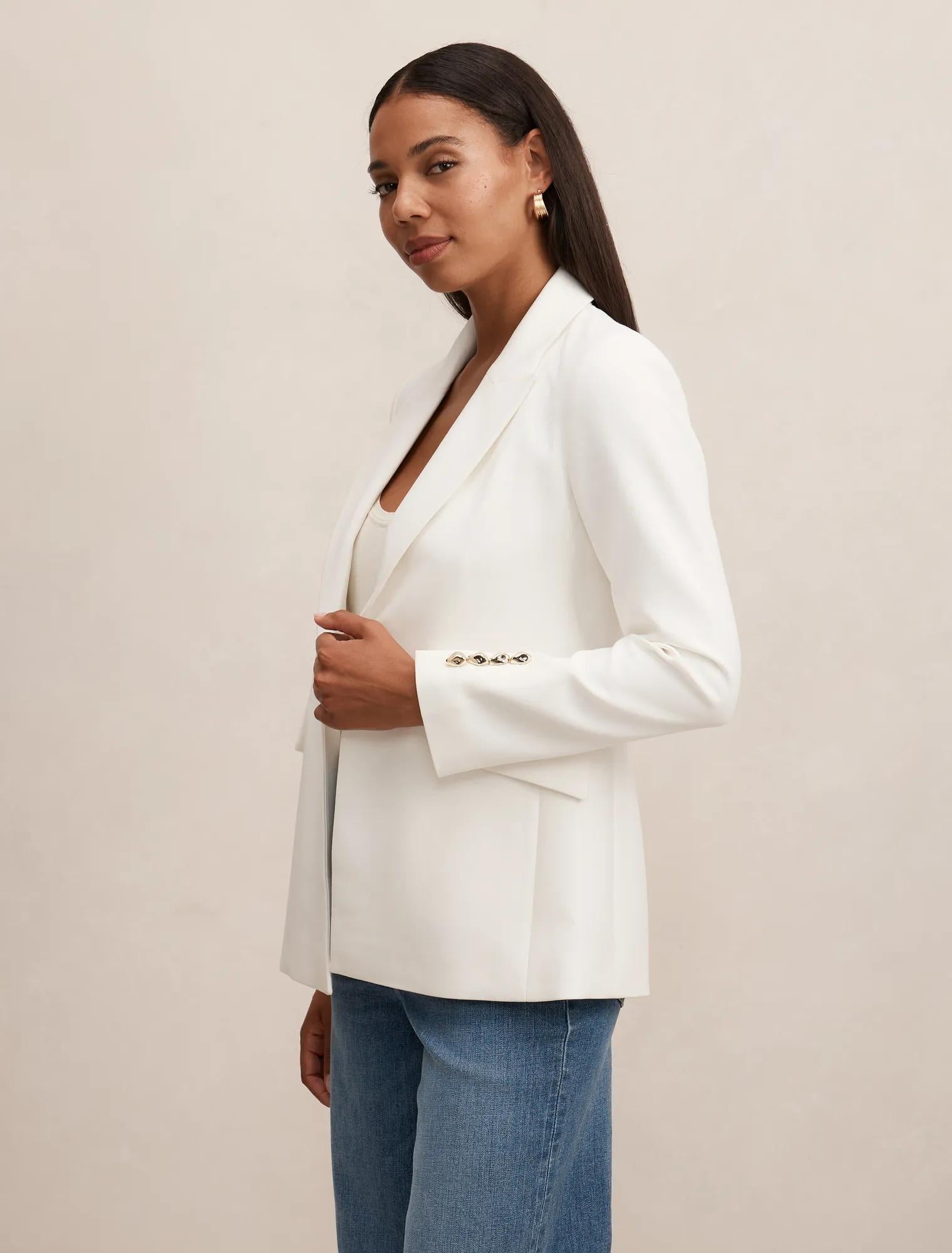 Trixie Gold Button Blazer Porcelain