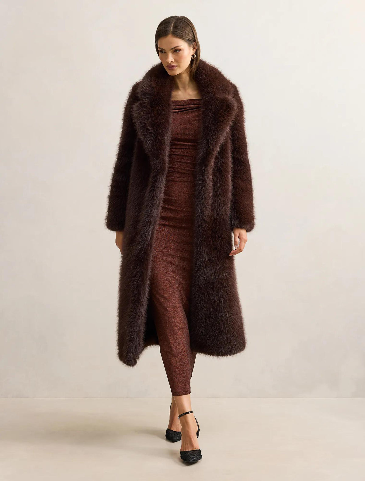 Vivian Asymmetric Twist Maxi Dress Bronze