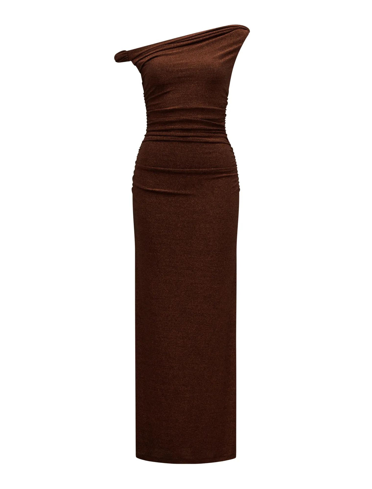 Vivian Asymmetric Twist Maxi Dress Bronze_mannequin