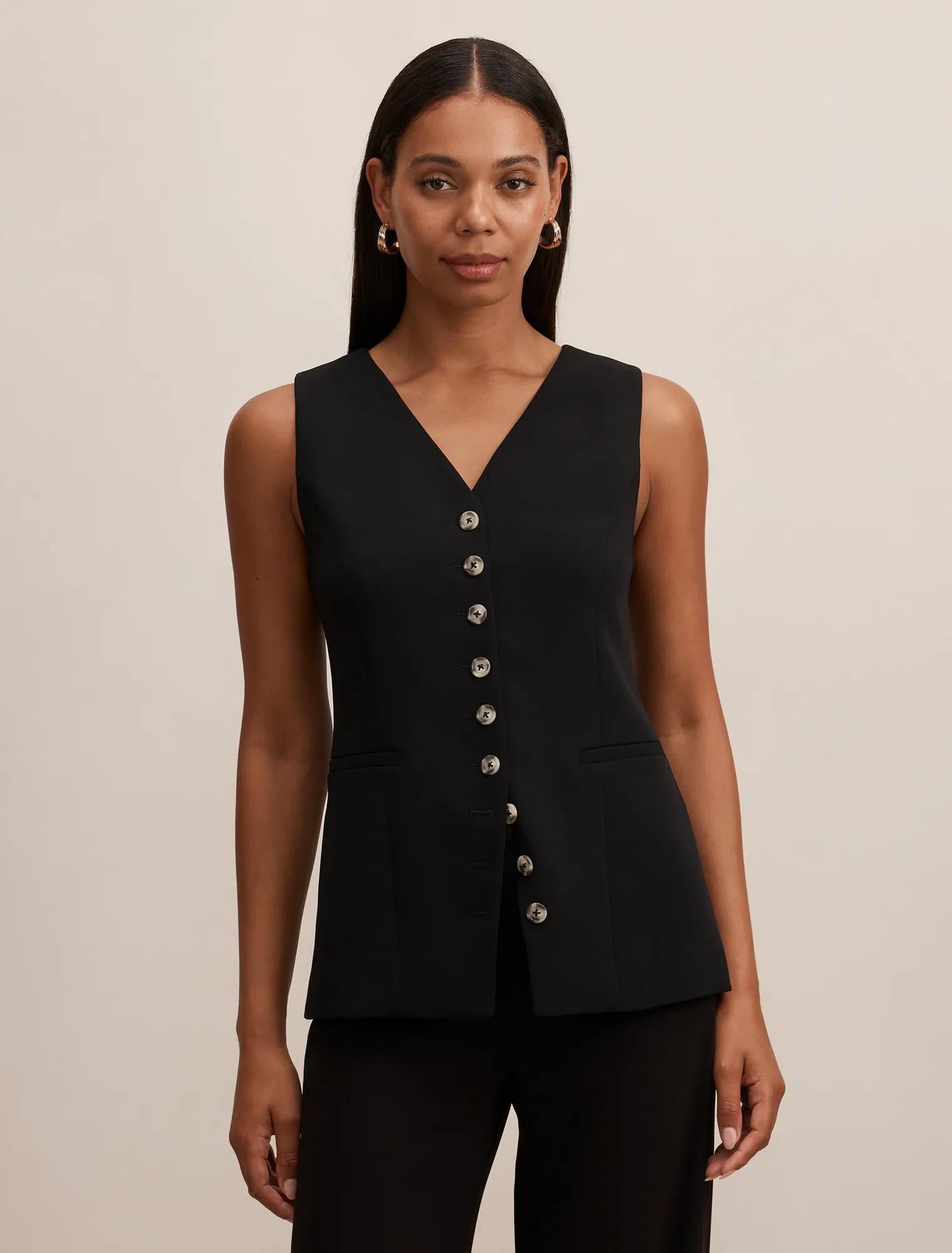 Ayla Contrast Waistcoat Black Suit