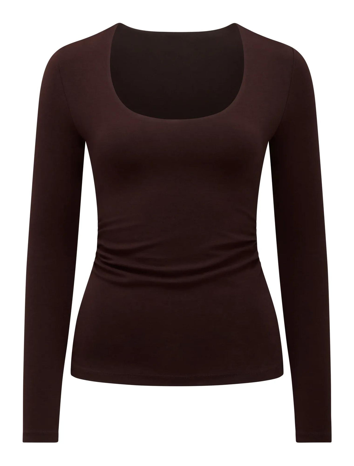 Jacqui Scoop Long Sleeve Top Chocolate_mannequin