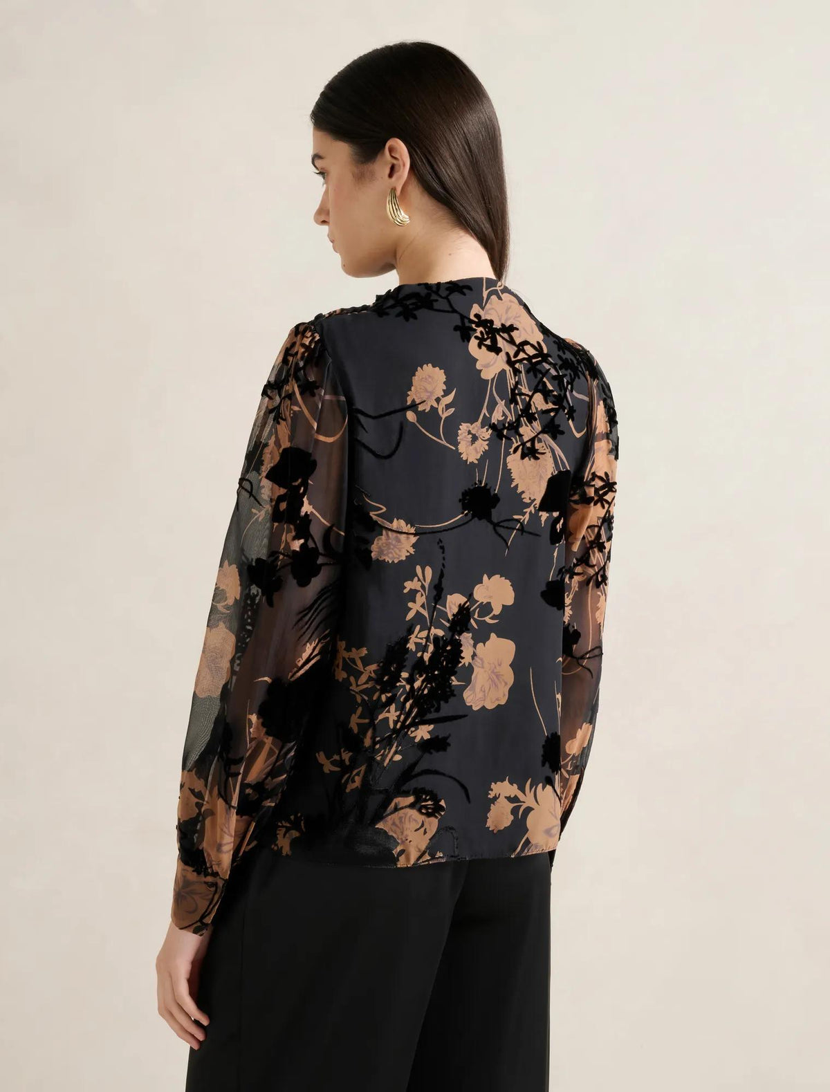 Amaya Drape Blouse Black/Brown