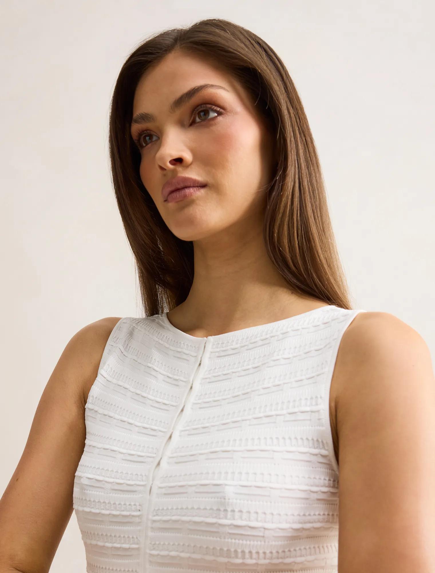 Indy Woven Mixed Midi Dress Porcelain