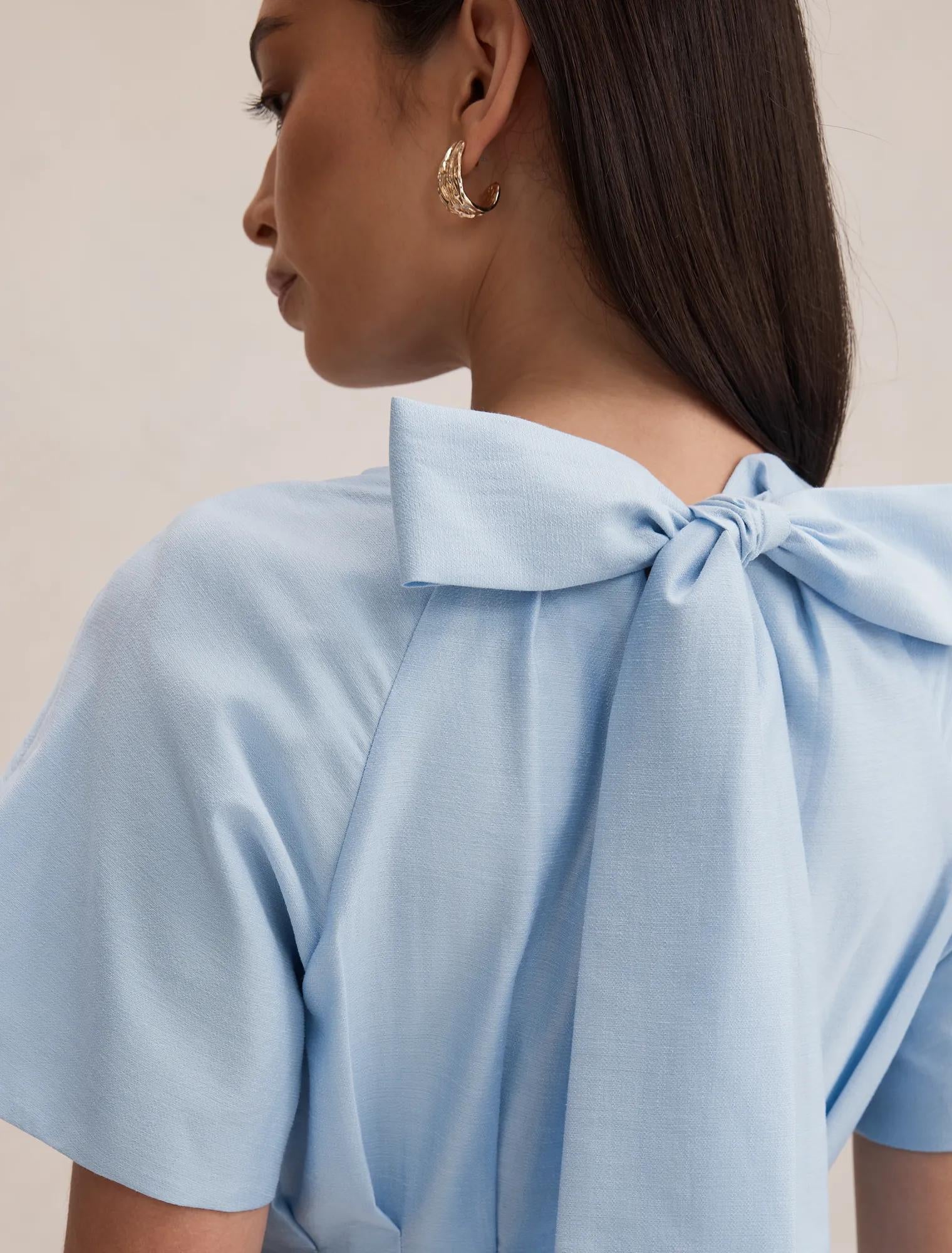 Everly Seam Detail Midi Dress Powder Blue