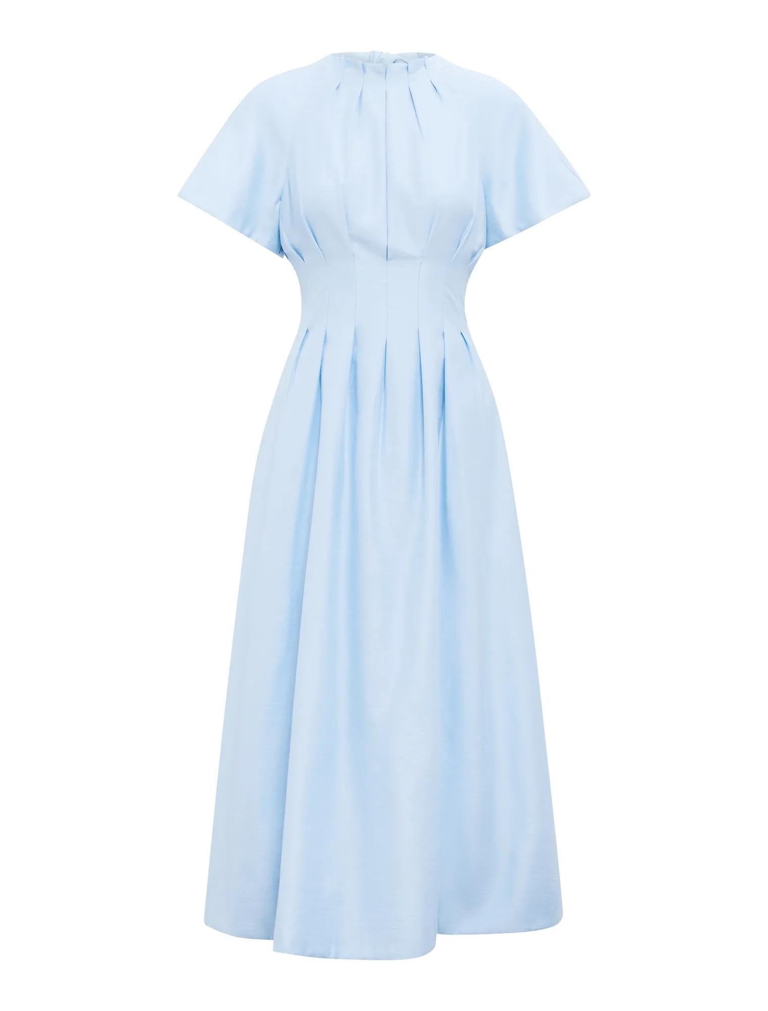 Everly Seam Detail Midi Dress Powder Blue_mannequin