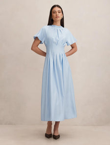 Everly Seam Detail Midi Dress Powder Blue