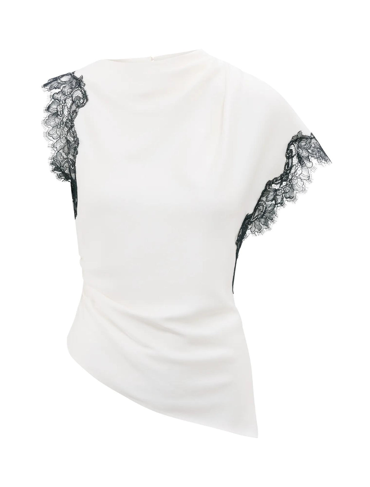 Dixie Asymmetric Lace Top Cream / Black_mannequin