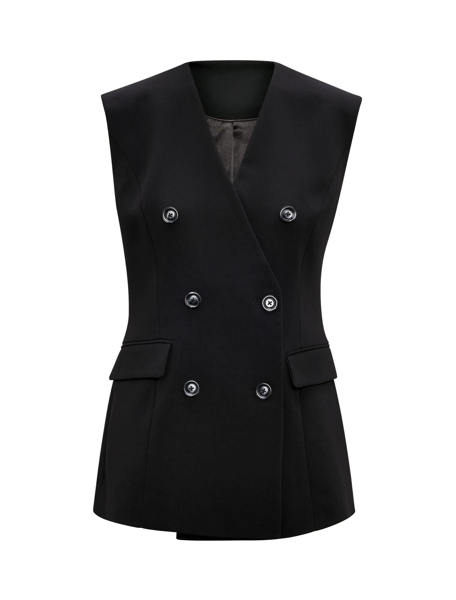 Myra Sleeveless Blazer Black