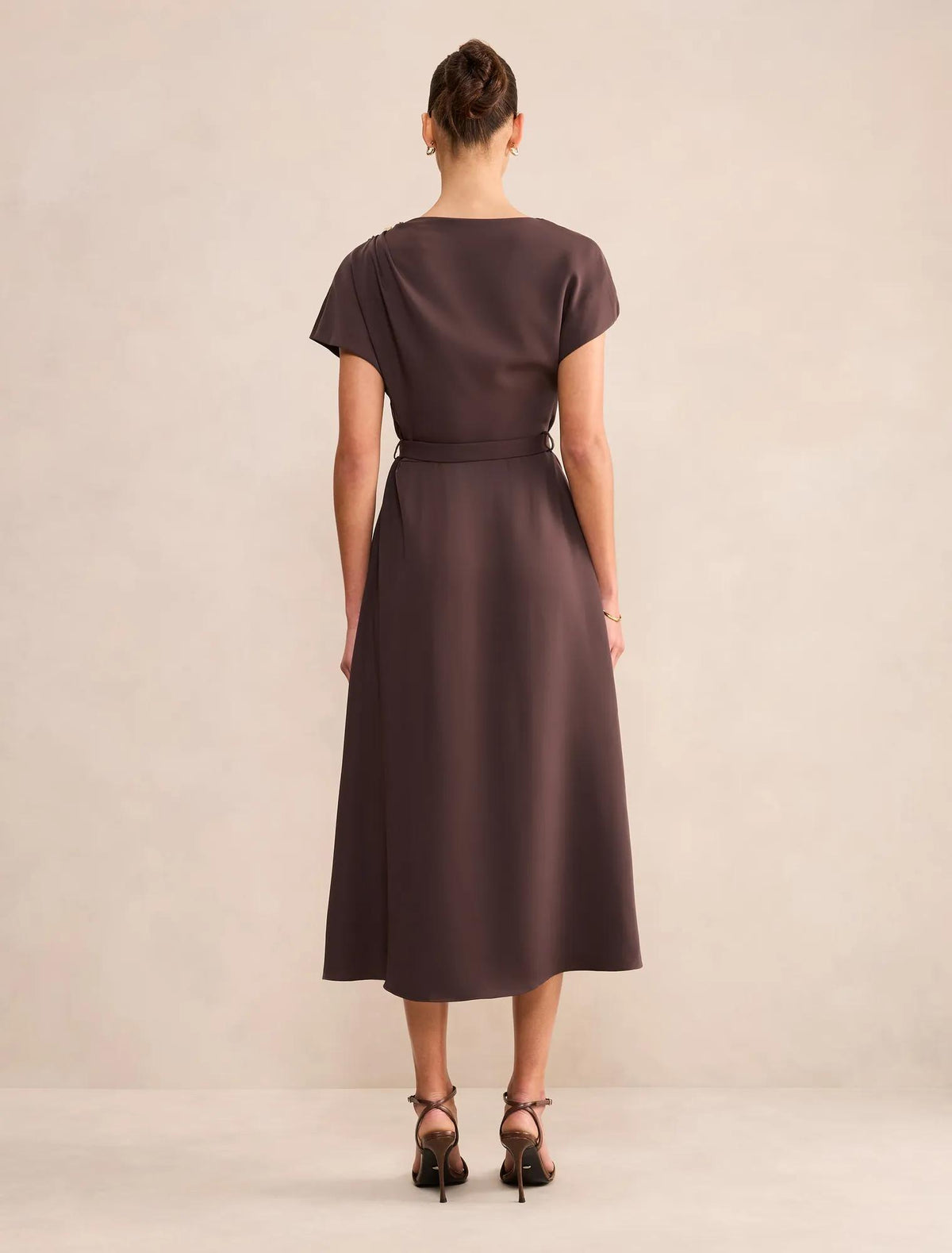 Kylee Button Neck Dress Chocolate Freckle