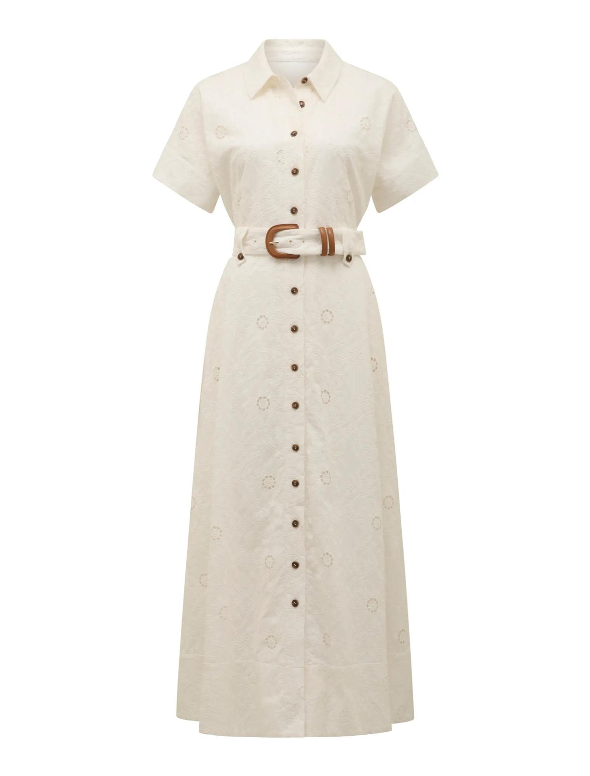 Valeria Short Sleeve Broderie Midi Dress Porcelain_mannequin