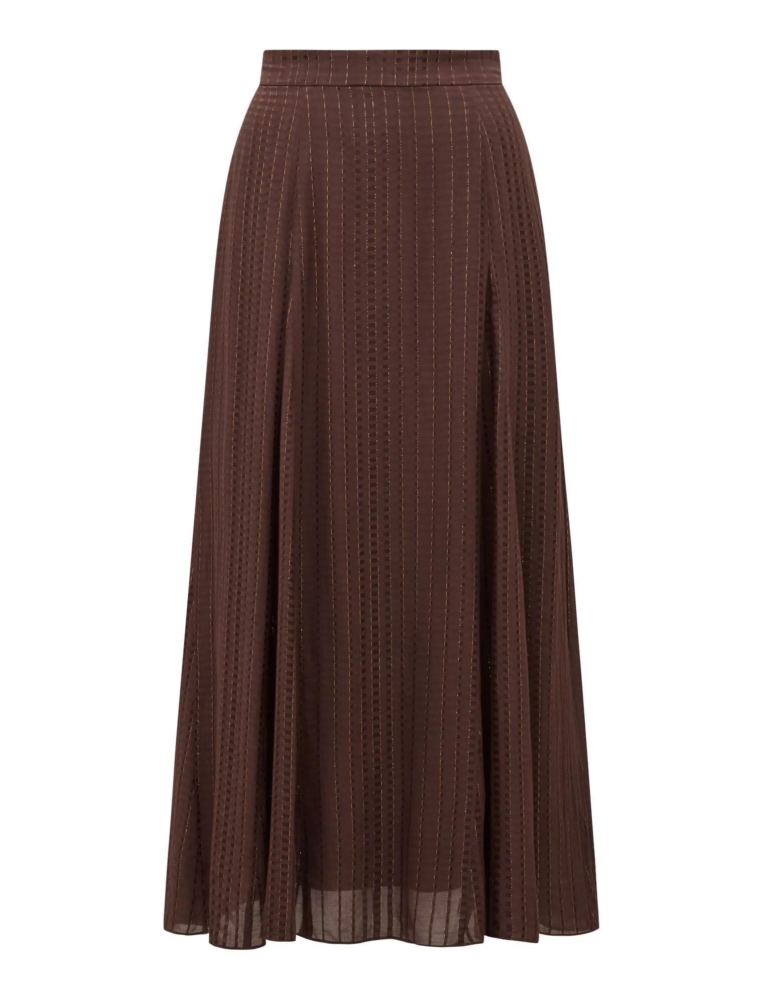 Preslee Godet Midi Skirt Chocolate Metalic Co-ord_mannequin