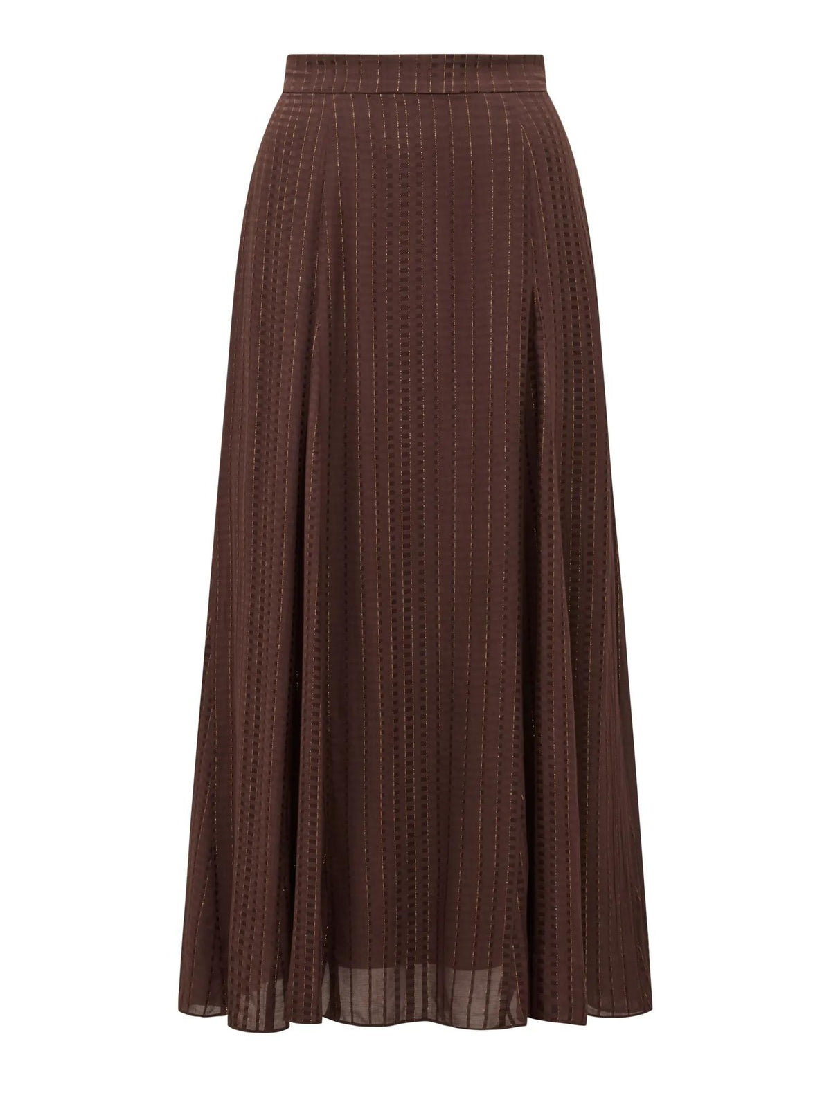 Preslee Godet Midi Skirt Chocolate Metalic Co-ord_mannequin