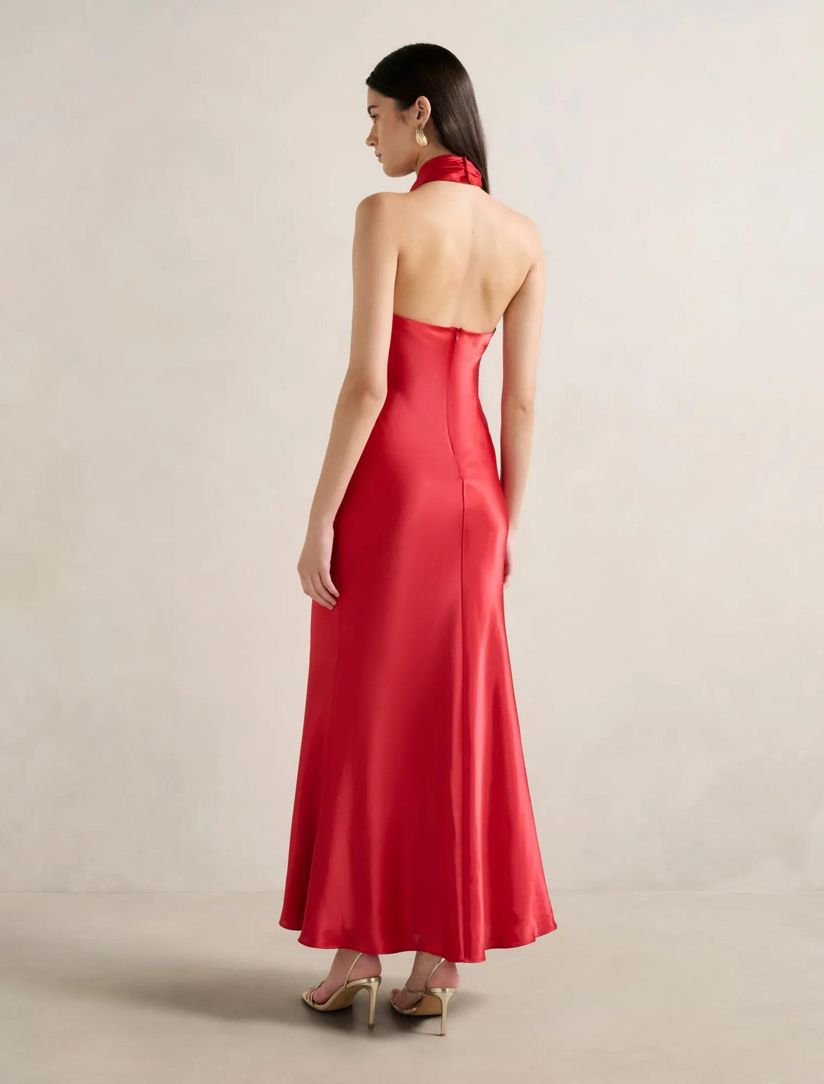 Yvette Halter Neck Satin Maxi Red
