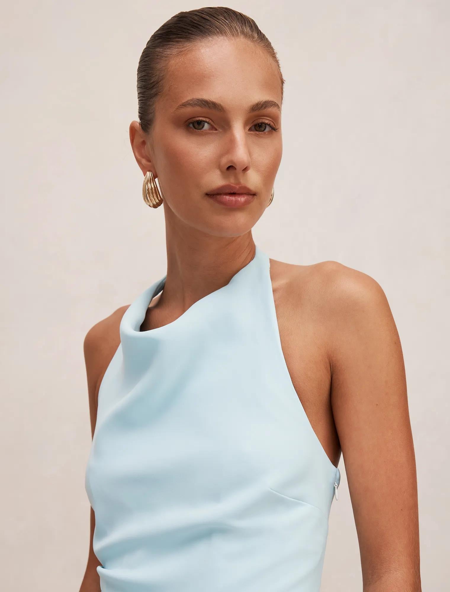 Tina Halter Mini Dress Aqua