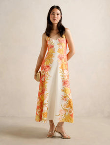 Livvy Strappy Linen Midi Dress Mercia Floral