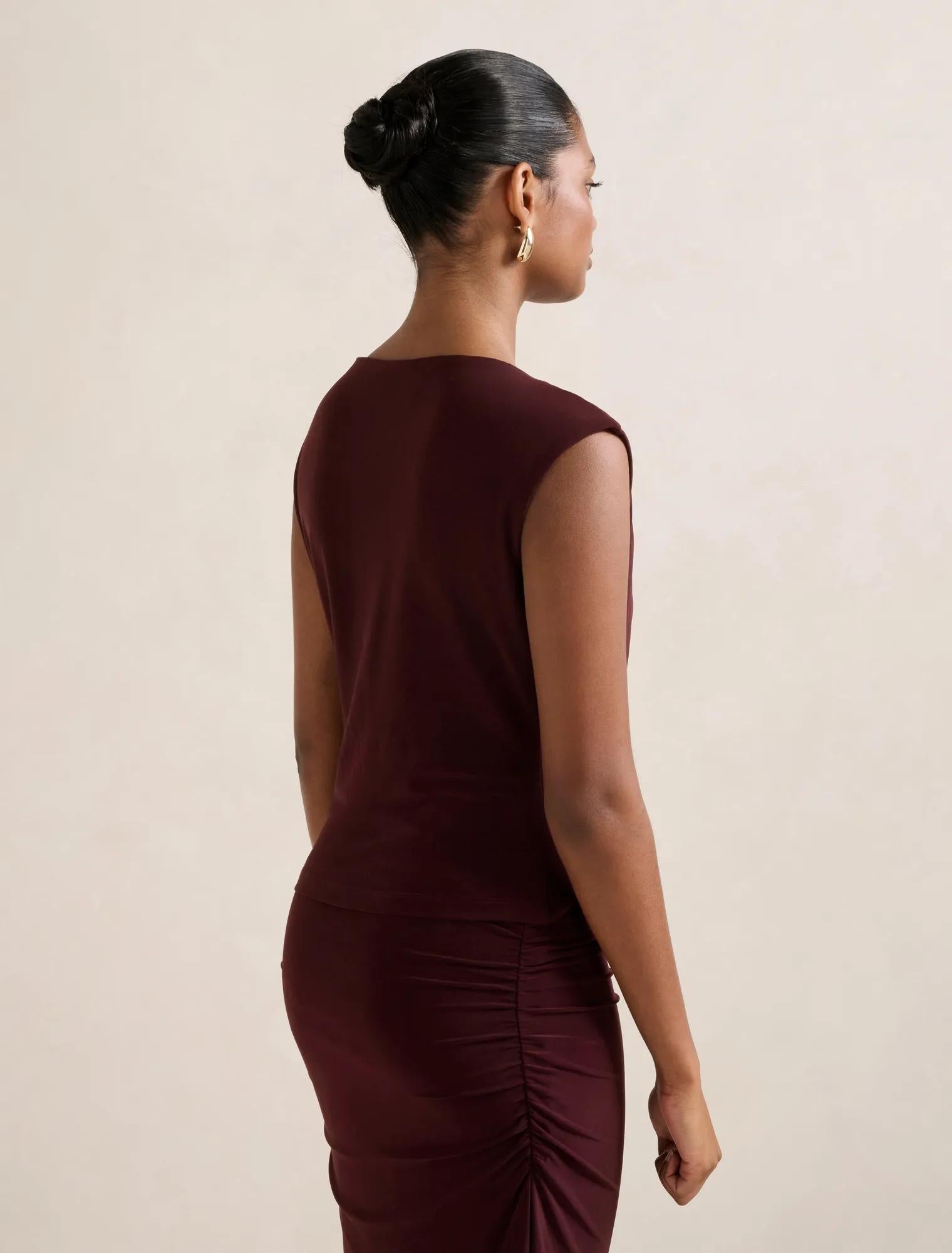 Jazelle Petite Hardware Detail Top Plum Co-ord