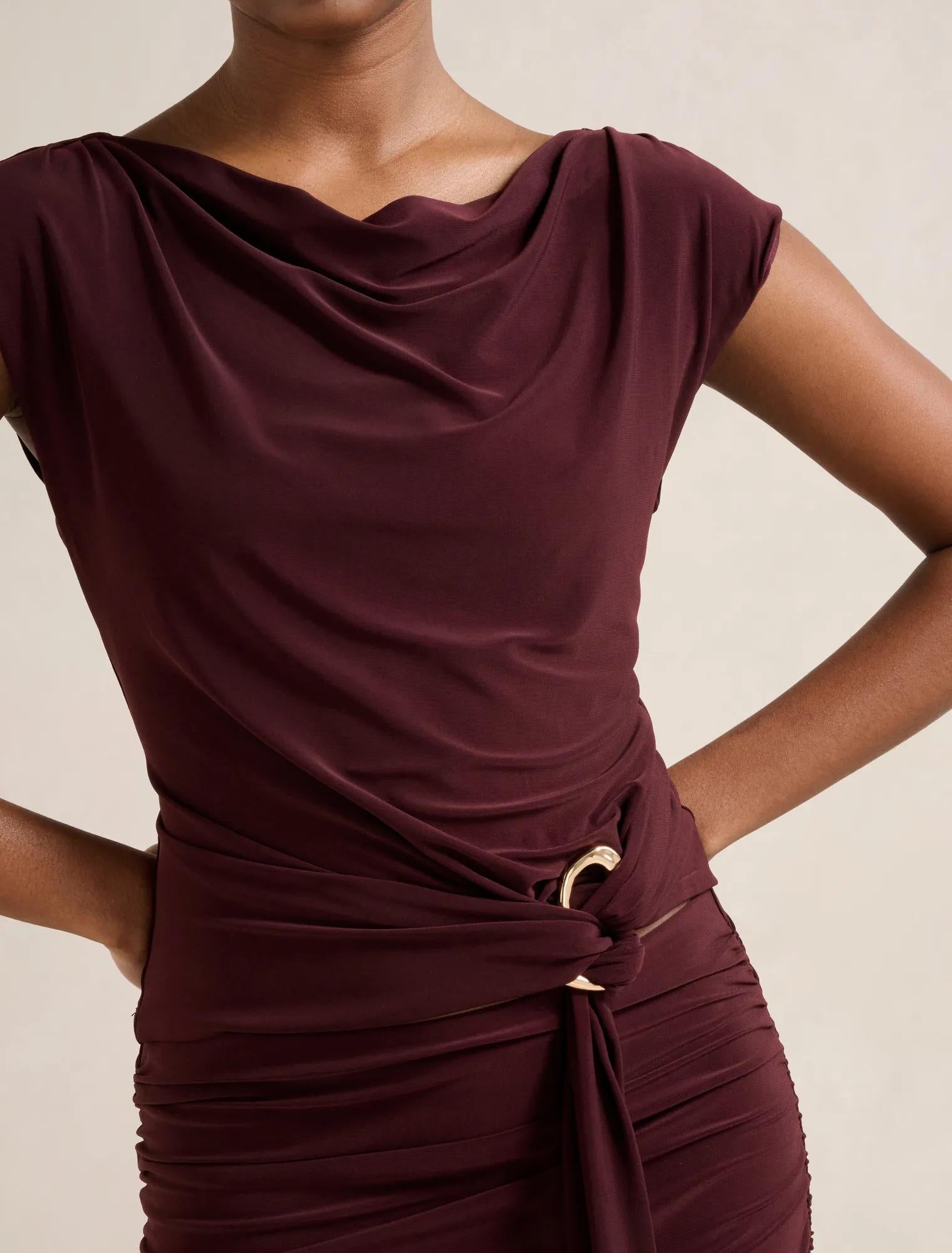 Jazelle Petite Hardware Detail Top Plum Co-ord