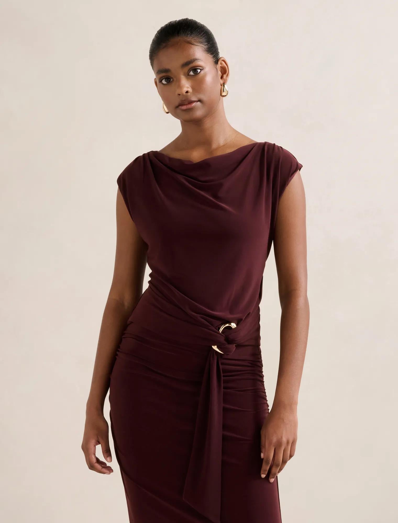 Jazelle Petite Hardware Detail Top Plum Co-ord