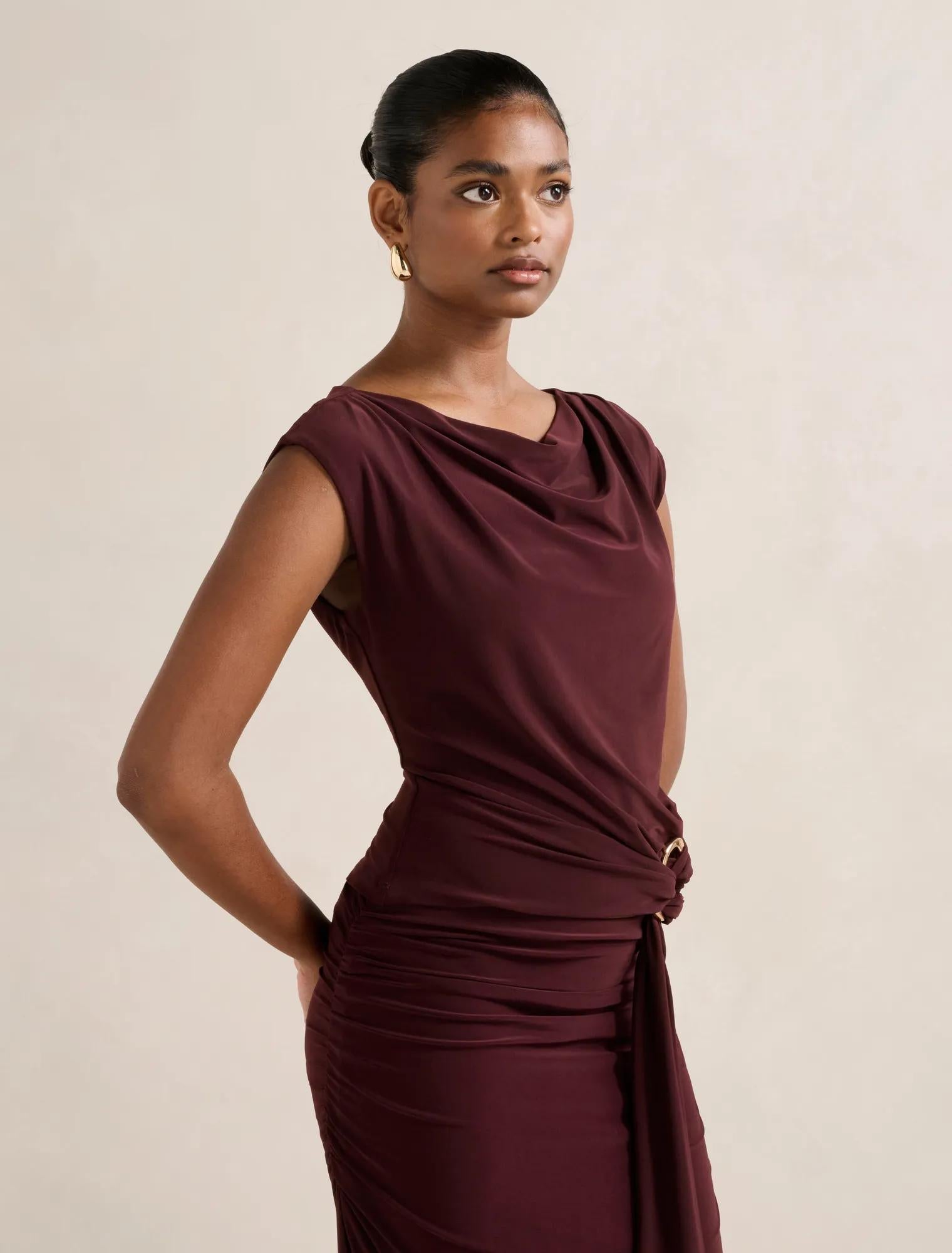 Jazelle Petite Hardware Detail Top Plum Co-ord