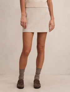 Lottie Mini Skirt Beige Check Suit