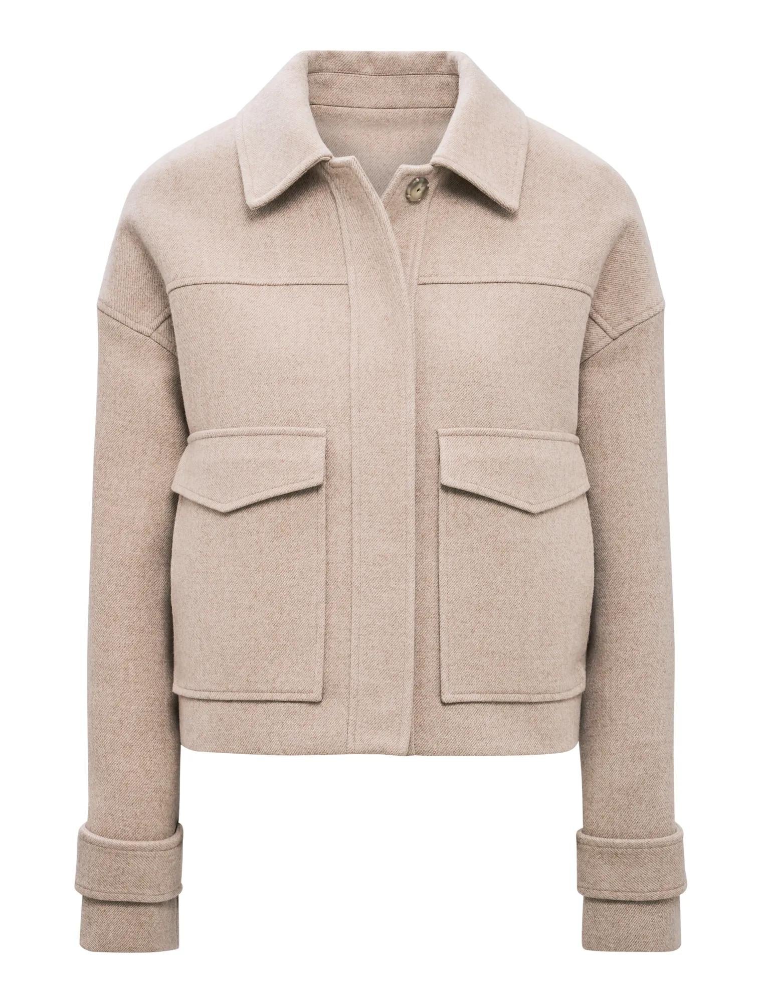 Kelsey Cropped Jacket Beige Herringbone