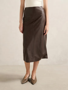 Valentina Vegan Leather Midi Skirt Dark Chocolate