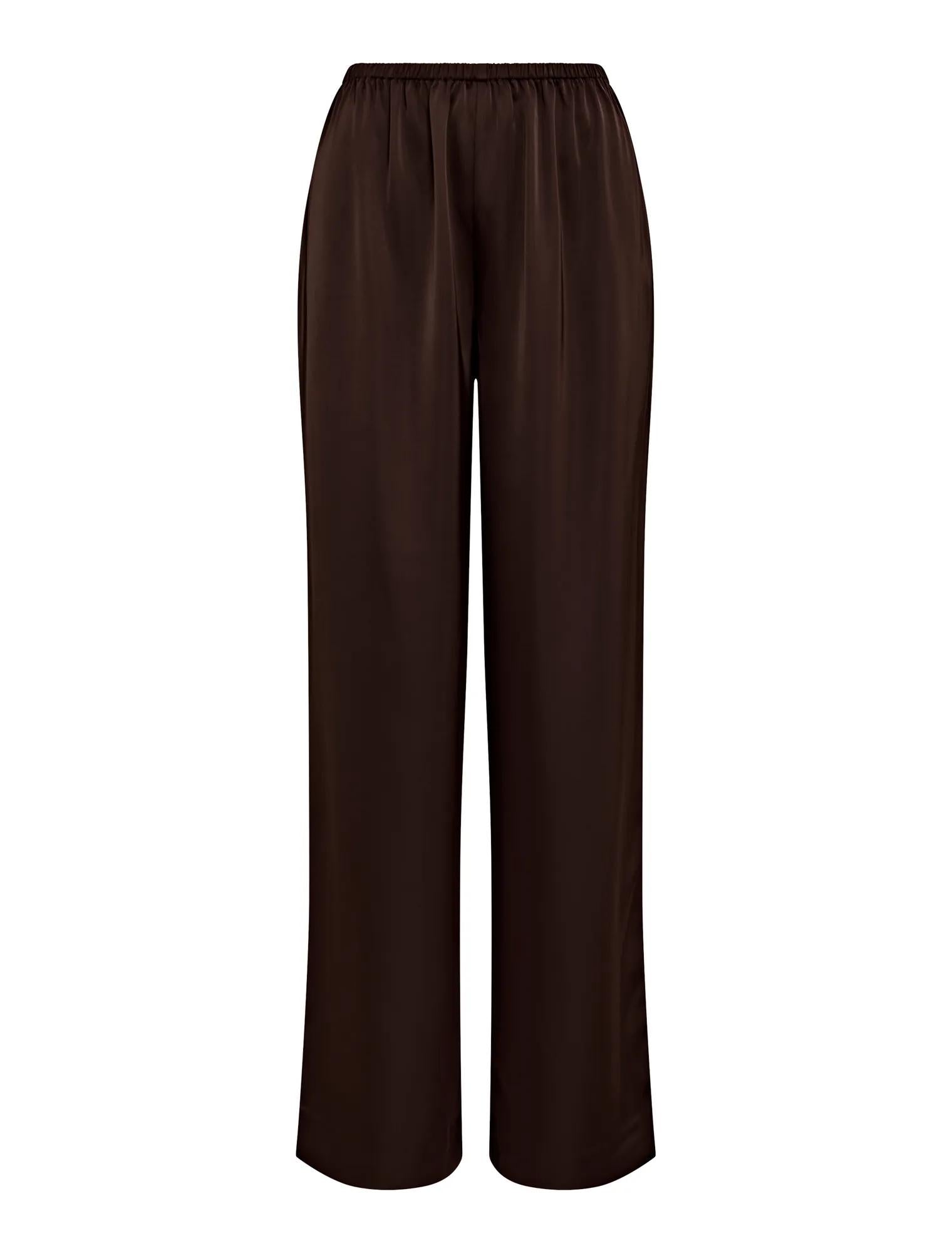 Sara Satin Wide Leg Pant Chocolate_mannequin
