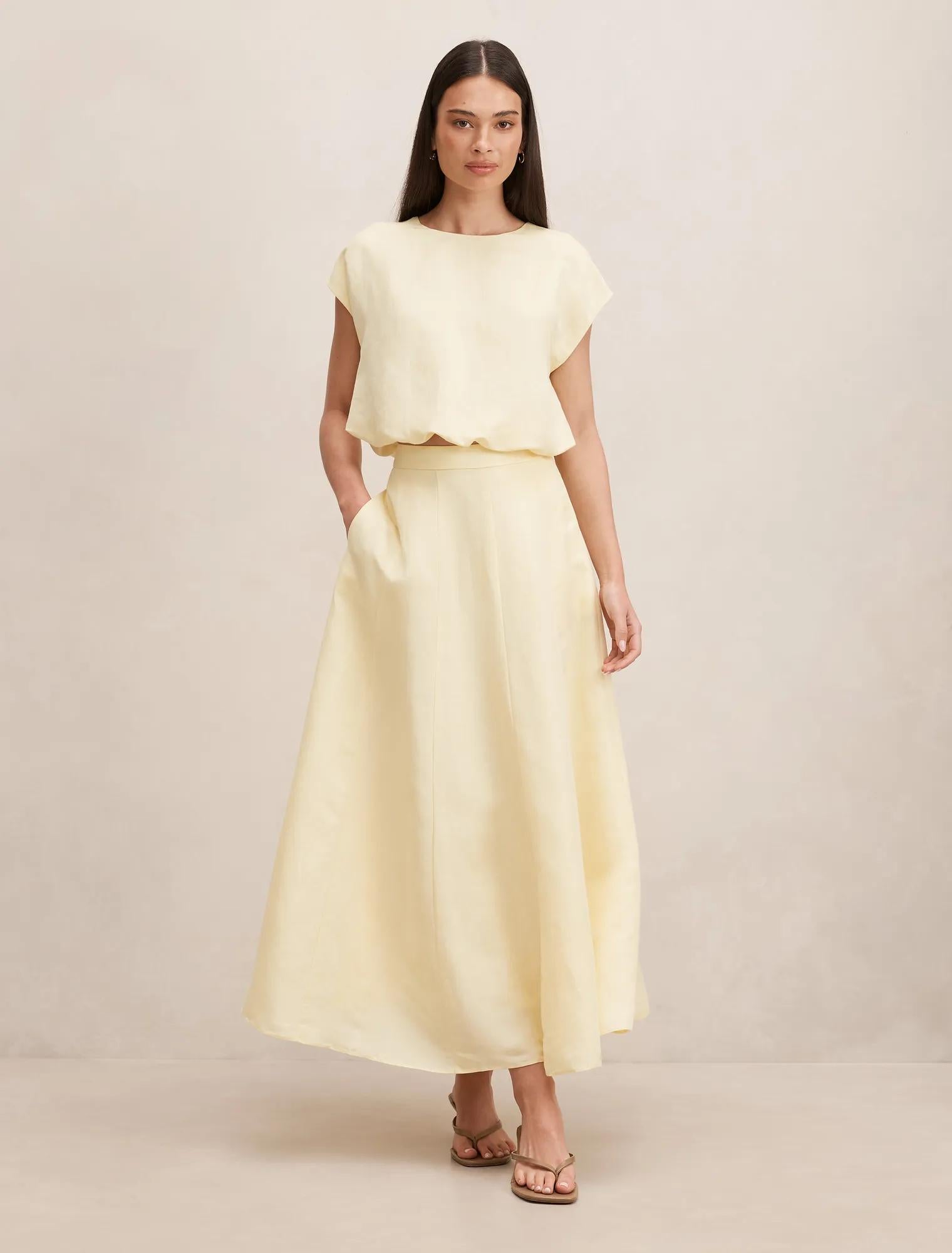 Georgina Bubble Hem Top Spring Daffodil Set